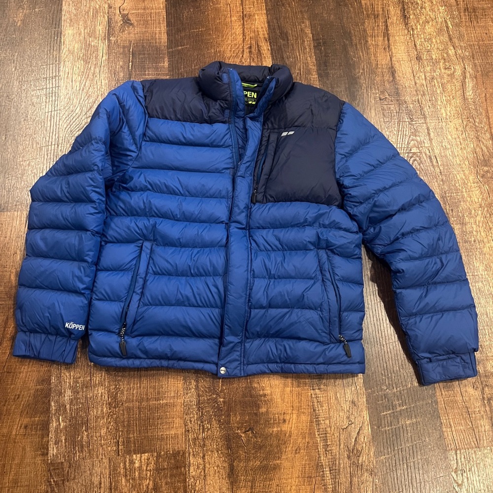 Koppen Mens Blue Down Puffer Jacket Quilted Winter Coat RN104141 Medium